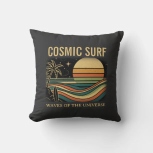 Almofada Onda Retro Cósmica • Surf no Pôr do Sol Vintage