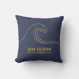 Almofada Onda Zen Minimalista - Linha Abstrata do Oceano
