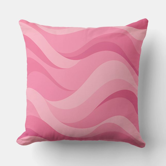 Almofada Ondas Abstratas Rosa Suave (Frente)