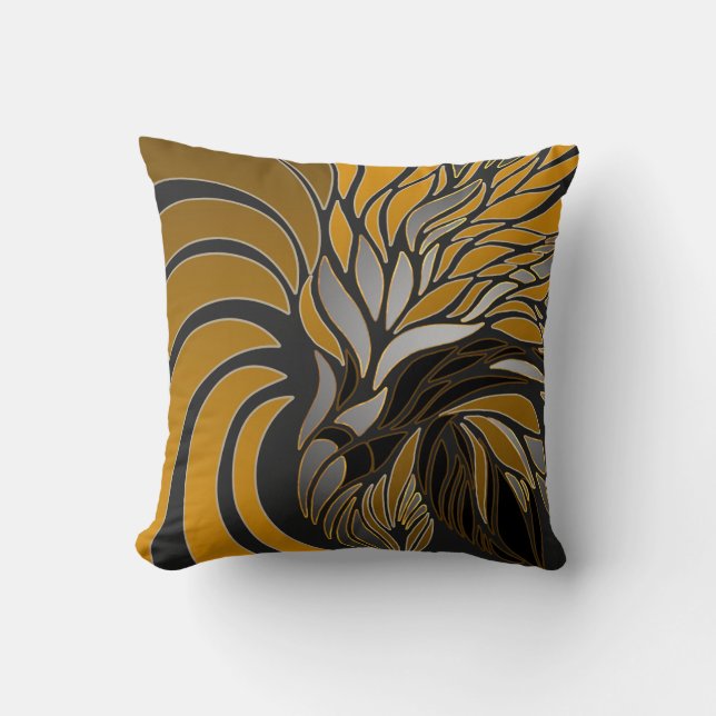Almofada ondas abstrato, linhas, folhas, design moderna (Frente)
