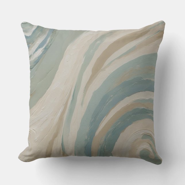 Almofada Ondas Bege Creme Azul Turquesa Verde (Frente)