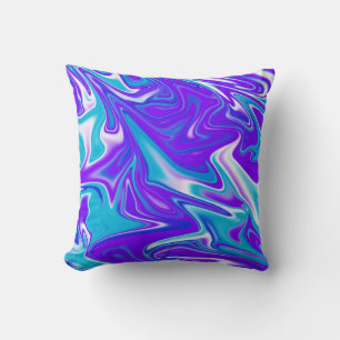 Almofada "Ondas Celestiais: O Mármore Azul Branco e Roxo
