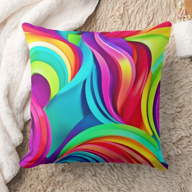 Almofada Ondas de Abstrato vibrantes em cores dinâmicas (Cobertor)