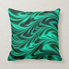 Almofada Ondas de seda pretas verdes