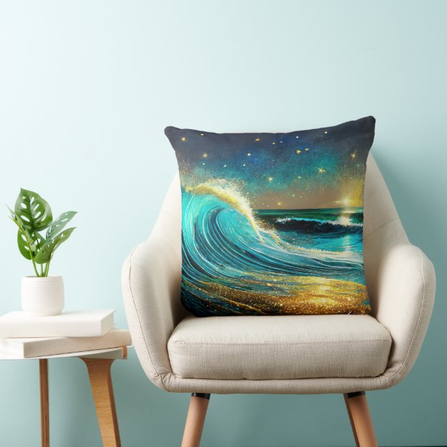 Almofada Ondas Divergentes do Oceano Glittering (Cadeira)