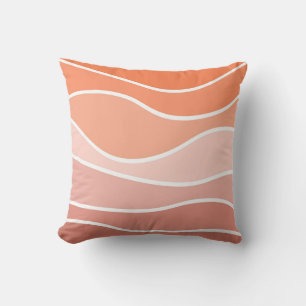 Almofada Ondas do estilo retrô cor-de-rosa e laranja