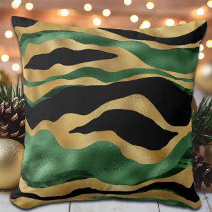 Almofada Ondas Douradas brilhantes verdes a preto