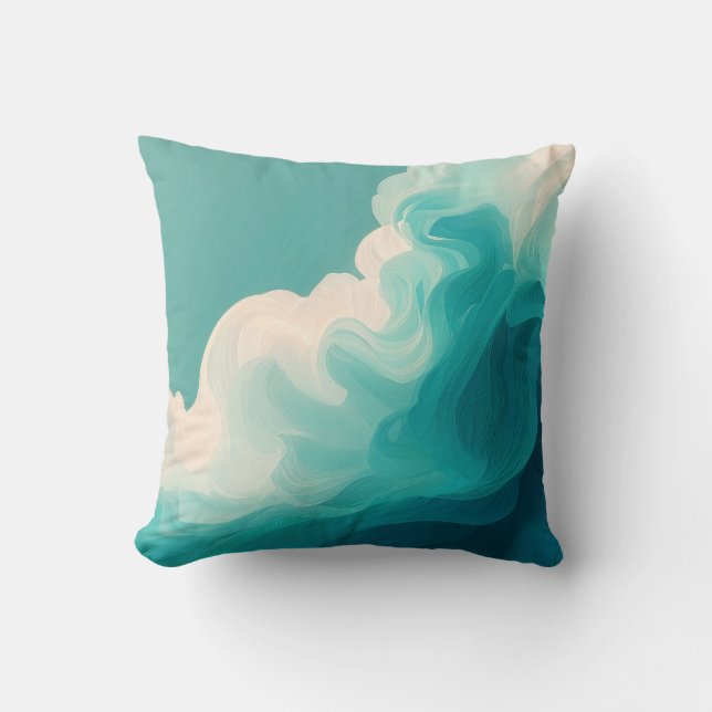 Almofada Ondas Fluídas em Azul e Branco (Frente)