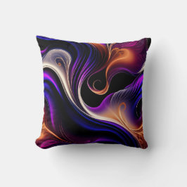 Almofada Ondas Ígneas - Roxo, Laranja e Dourado Abstrato Ou