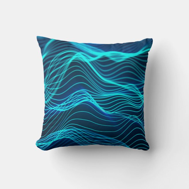 Almofada Ondas neon de numerosas linhas de abstrato e linha (Frente)