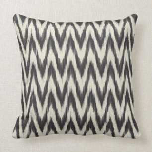 Almofada Ondas pretas & de creme de Ikat