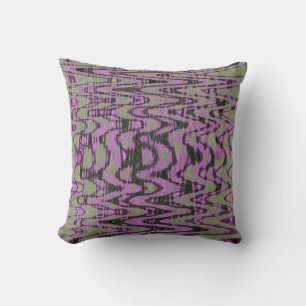 Almofada Ondas Retro de Tinta Abstrata Verde e Rosa