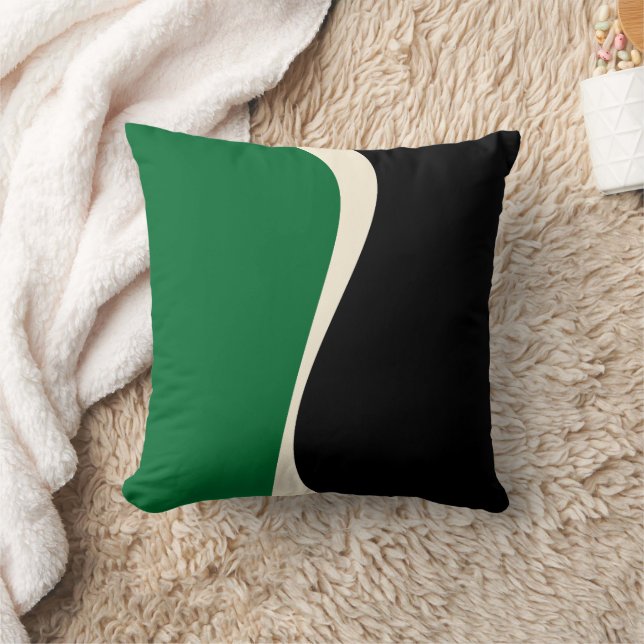 Almofada Ondas simples 2 em verde, creme e preto (Cobertor)