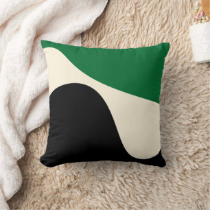 Almofada Ondas simples 4 em verde, creme e preto