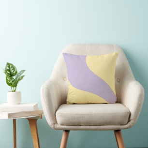 Almofada Ondas Simples em Pastel Amarelo e Roxo