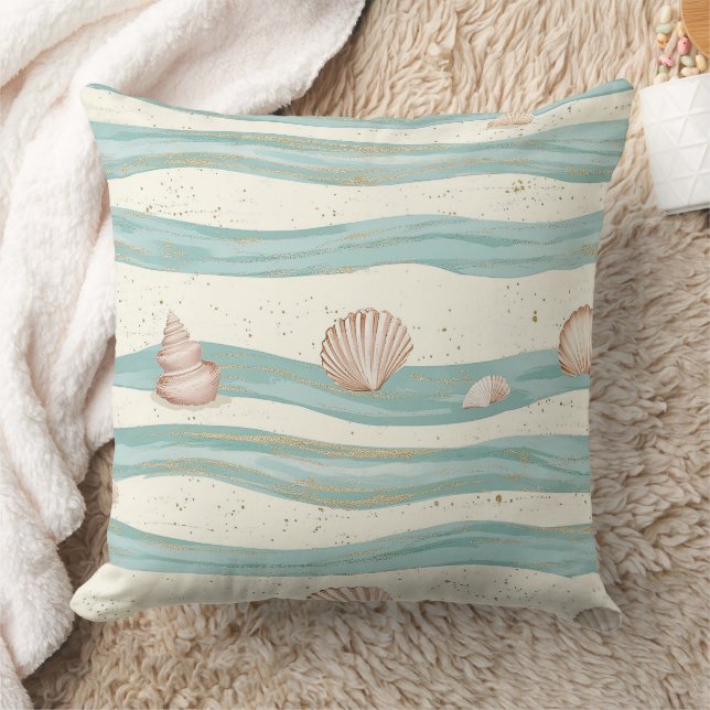 Almofada Ondas Suaves da Praia Boho Concha - Serenidade Cos (Cobertor)