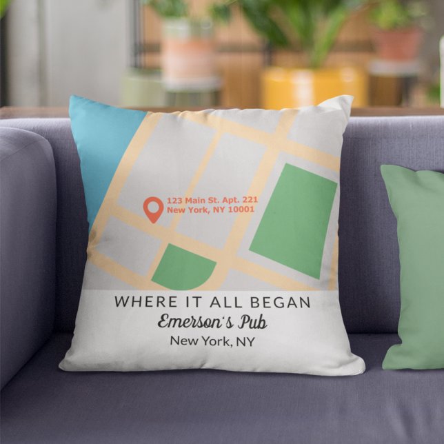 Almofada Onde Tudo Começou Casal Aniversário (Where It All Began Couple Anniversary Keepsake Throw Pillow
)