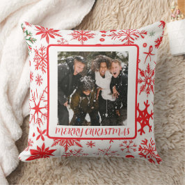 Almofada One Photo Custom Holiday Snowflake