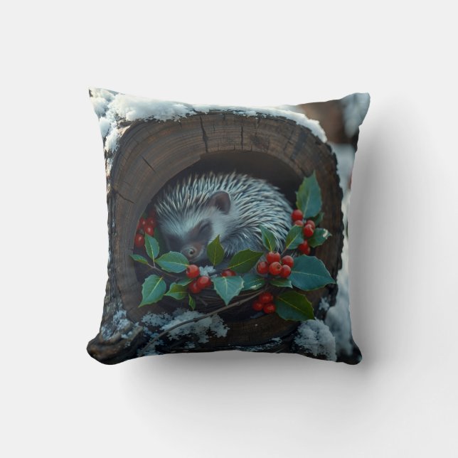 Almofada Oouriço dorminhoco ainda ama o Natal (Frente)