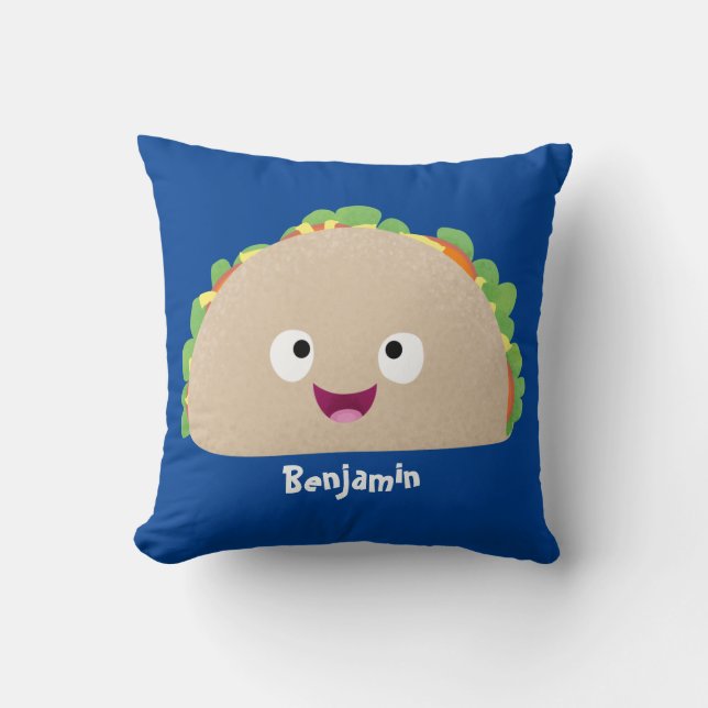 Almofada Óptica ilustração do desenho animado do taco feliz (Frente)