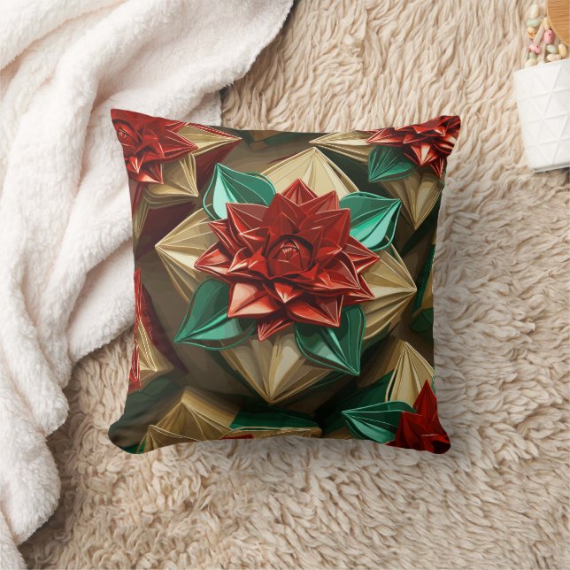 Almofada Opulência de Yuletide: Segmentos de Ouro do Natal (Cobertor)