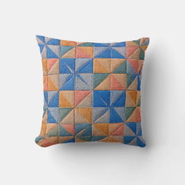 Almofada orange and blue quilt