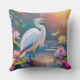 Almofada Orange Billed White Heron Fantasy Bird