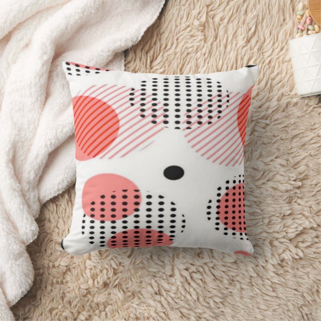 Almofada Orange Circles with Black Polka Dots pattern (Cobertor)
