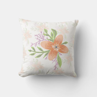 Almofada Orange Floral Watercolor Throw Pillow – Elegant Bo