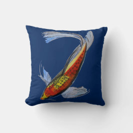 Almofada Orange Koi Japonês carpa peixe aquarela
