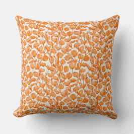 Almofada orange orchid floral pattern
