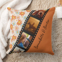 Orange Retro Daisy 4 Photo Horse Collage Name