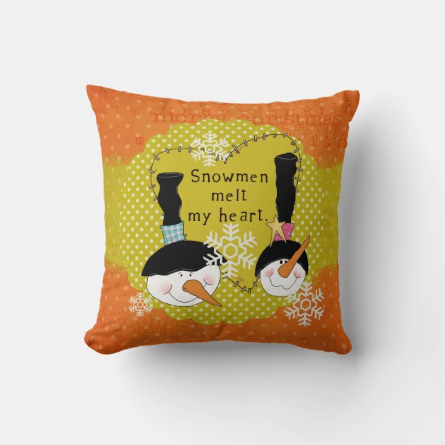 Almofada Orange Snowmen derrete meu Travesseiro de Férias d (Frente)
