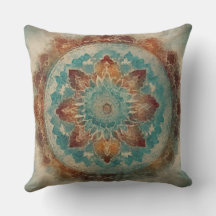 Orange Teal Red Mandala Impressão