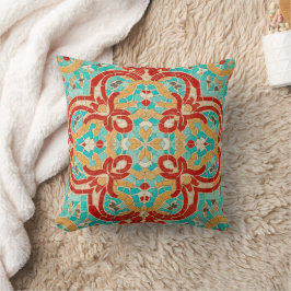 Almofada orange turquoise mosaic pattern