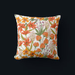 Almofada Orange Wildflower Botanical Pattern<br><div class="desc">Beautiful botanical throw pillow featuring vibrant orange wildflowers and delicate garden plants in a colorful repeating pattern. This nature inspired decorative pillow adds warmth and a cheerful floral touch to living rooms, bedrooms, sofas, and cozy spaces. Perfect for cottagecore decor lovers, botanical interiors, spring and summer home styling, and colorful...</div>