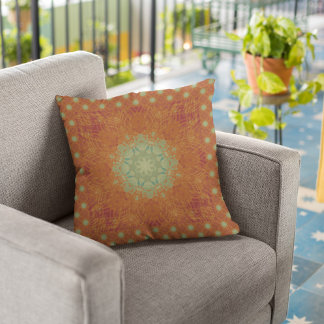 Almofada Orange Wine Sage Green Wavy Mandala Azulejo