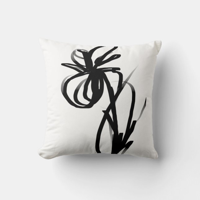 Almofada Orchid Blanc: Abstrato branco e preto (Frente)
