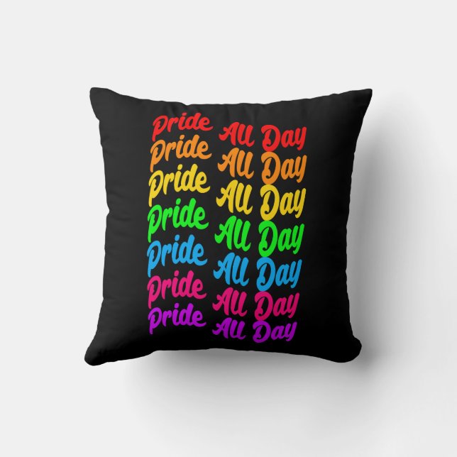 Almofada Orgulhar Cores Arco-Íris do Dia Inteiro LGBTQ+ (Verso)