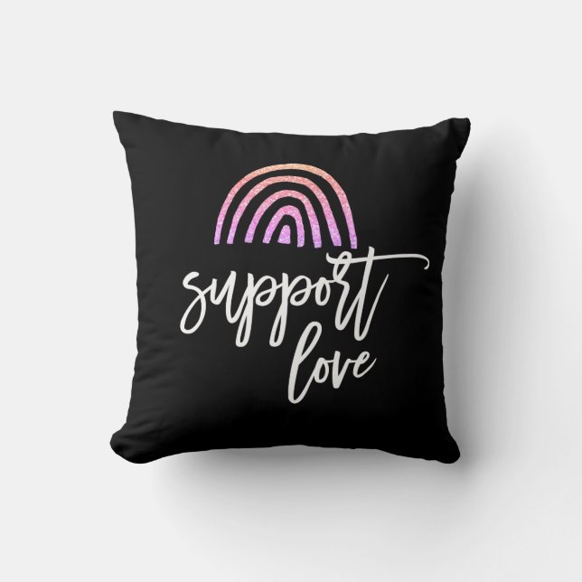 Almofada Orgulho Colorido Arco-Íris Negro (Frente)