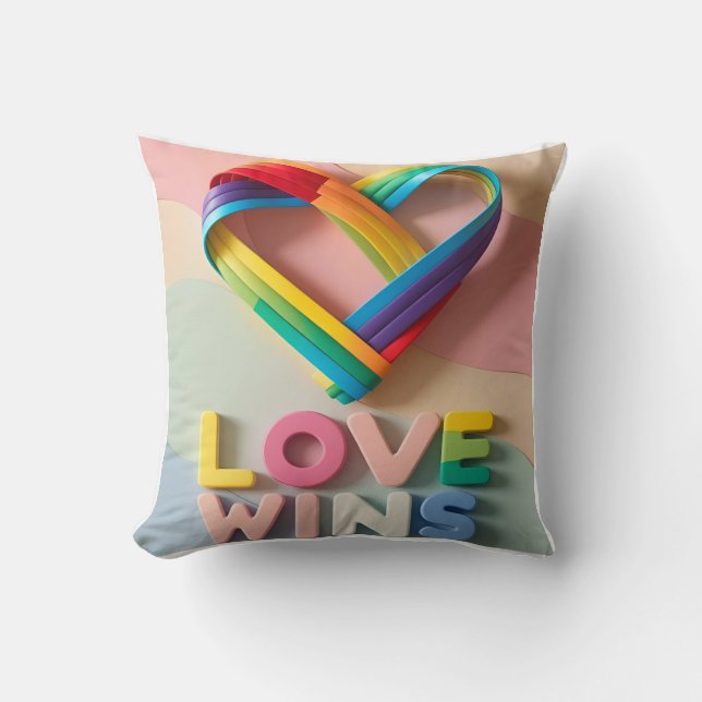 Almofada Orgulho Fluido Coração: Amor Ganha (Frente)