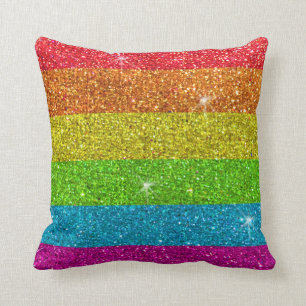 Almofada orgulho gay Glitter Rainbow Stripe LGBTQ Igualdade