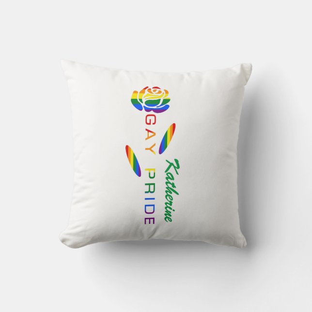 Almofada Orgulho gay Rainbow Flag Rosa Personalizado (Frente)