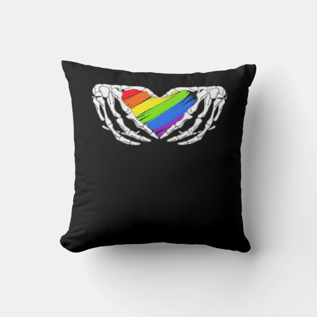 Almofada Orgulho - Orgulho - Mãos Esqueléticas Com Cardíaco (Frente)