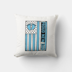 Almofada Orgulhoso Novo Pai Bebê Pés Bandeira Vetor Design_
