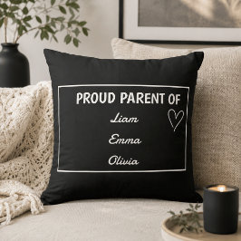 Almofada Orgulhoso Pai/Mãe de - Com Nomes Personalizados