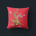 Almofada Oriental Pheasant on Bright Red Pillow<br><div class="desc">From an old oriental print,  a detailed pheasant on bright red background.</div>