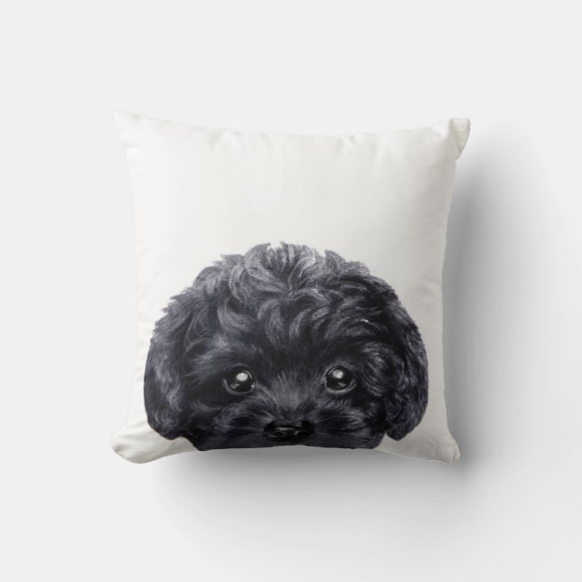 Almofada Original preto da caniche de brinquedo pelo miart (Frente)