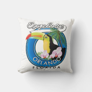Almofada Orlando Florida Explore logo retro.
