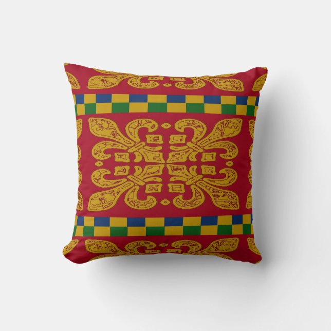 Almofada Orleans fleur De Lis, Red and Dourado (Frente)